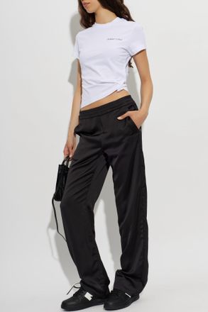Off-white T-shirt With Printed Logo, Womens, White