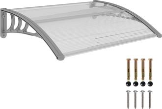 OEM Marquesina Para Puertas Y Ventanas 100x75 Cm Con Paneles De Policarbonato Barra De Aluminio Transparente