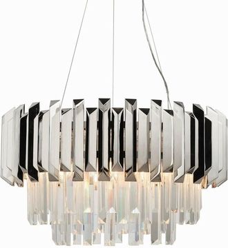 Endon Lighting Lighting Valetta - Pendant Polished Stainless Steel & Crystal (K5) Glass 6 Light Dimmable IP20 - E14