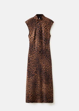 Mango Abito leopardato con collo alla Perkins marrone - Donna - XS - MANGO