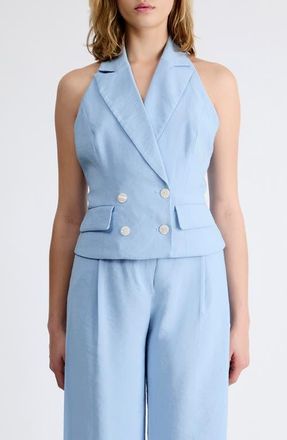 Extro&Vert Mia Tailored Double Breasted Top in Baby Blue at Nordstrom, Size X-Small