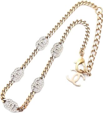 Chanel 1986-1988 coco-mark rhinestone necklace - Gold