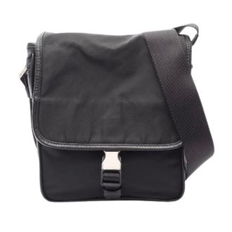 Prada Pre-owned Viaggio Nylon Saffiano Leather Shoulder Bag - Dames - Pre-owned - Zwart - Maat: ONE Size Nylon