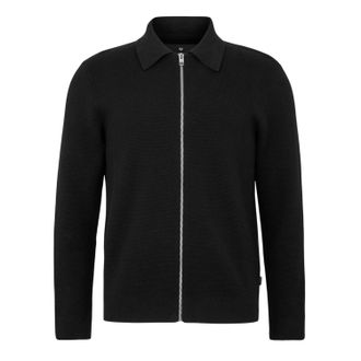 Jack & Jones Jack And Jones Herenjas met kraag en lange mouwen, van gebreid materiaal (Zwart)