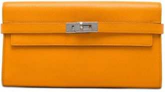 Herm&egrave;s Tweedehands leren portemonnees - Dames - Vintage Accessoires - Oranje - ONE Size - Vintage