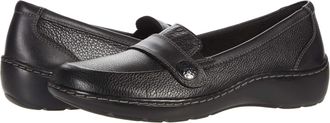 Clarks Womens Cora Daisy Loafer Flat, Black Tumbled Leather, 7 UK