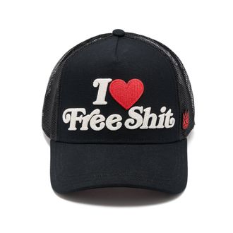 Cult of Individuality Mesh Back Trucker Hat I Love Free Shit In Black