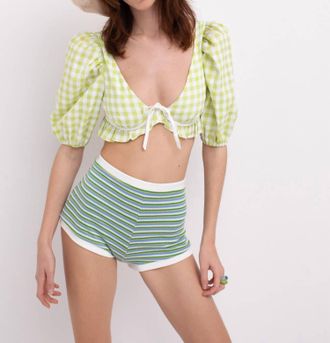 For Love & Lemons Maureen Crop Top In Green
