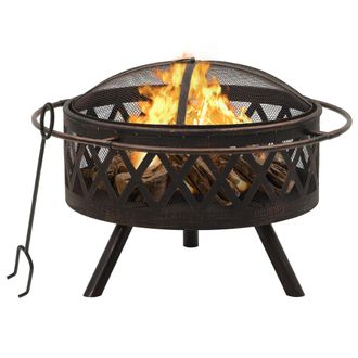 vidaXL Brasero R&uacute;stico Con Atizador Acero Xxl 76 Cm Vidaxl