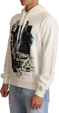 Dolce & Gabbana White King Ceasar Cotton Hooded Mens Sweater