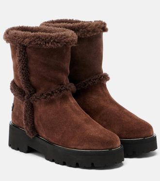 Aquazzura Teddi shearling-trimmed suede ankle boots