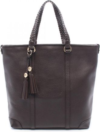 Gucci Brown Leather Handbag Tote Bag (Pre-Owned)