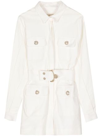 Elie Saab gabardine-weave playsuit - White