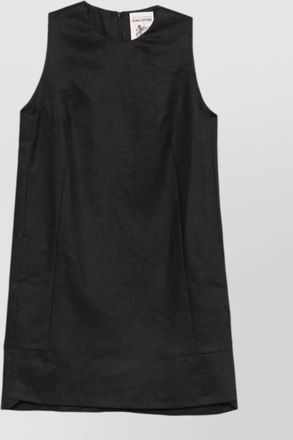 Semicouture sheena linen sleeveless dress round neckline
