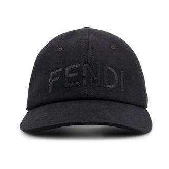 Fendi Caps, male, Black, Size: ONE SIZE Black Adjustable Back Hat Cotton Lining