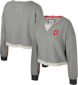 Colosseum Womens Colosseum Charcoal Ohio State Buckeyes Magnum Scoop Neck Cropped Pullover Sweatshirt at Nordstrom, Size X-Large