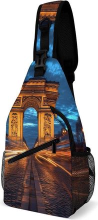 Generic Arc De Triomphe in Paris France Mens Crossbody Chest Sling Bag for Travel Hiking Lightweight Shoulder Bags with Small Side