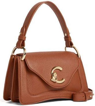 Coccinelle Womens Handbag Cognac Grained Leather Bags - Handbags