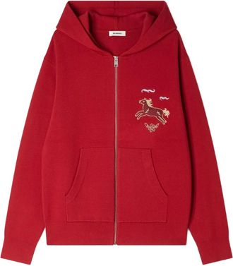 Sandro zip-up hoodie - men - Viscose/Polyester/Polyamide/Spandex/Elastane - M - Red