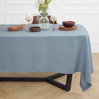Solino Home Linen Tablecloth for Dining Table, Holiday and Everyday Dining Table Decor - Sonoma in Dusty Blue at Nordstrom, Size Xx-Large