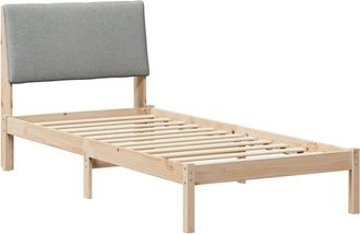 vidaXL Estructura de cama con cabecera Marrón y gris claro 90 x 200 cm vidaXL