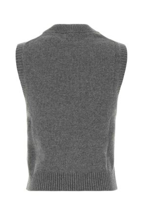 Ganni Womens Grey Wool Blend Vest Paloma Giacche E Gilet Jacket