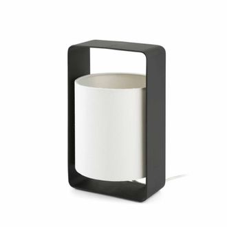 Faro Barcelona Faro Lula - L&aacute;mpara De Mesa Peque&ntilde;a 1 Luz Blanca, Negra Con Pantalla Blanca, E27