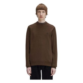 Fred Perry Klassieke trui met ronde hals - Heren - Truien - Bruin - Maat: XL Katoen