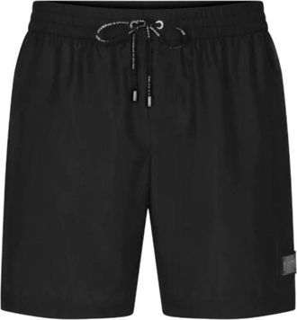 Dolce & Gabbana Zwarte heren zwemshorts met logoplaat - Heren - Strandmode - Zwart - L - Polyester - Badmode