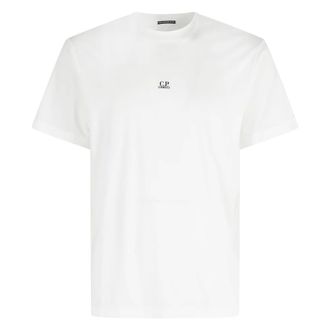 C.P. Company T-Shirts, male, White, Size: XL Crewneck Logo T-Shirt