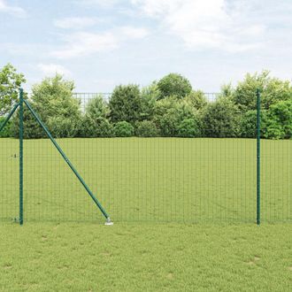 Berkfield Home Euro Fence with 7 Spike Posts 1.6x10 m Galvanised Steel Green in Silver
