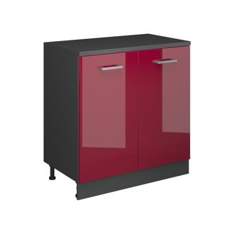 Vicco Armario De Cocina Para Techo Inclinado R-line, Rojo De Alto Brillo, 80 Cm Sin Inclinaci&oacute;n Con 2 Puertas, Vicco
