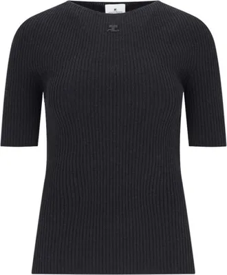 Courr&egrave;ges Solar Light Logo Sweater In Black