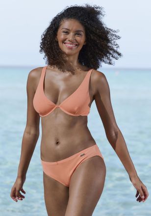 Venice Beach B&uuml;gel-Bikini-Top VENICE BEACH Lucky, Damen, Gr. 36, Cup D, rot (lachs), Recycling-Polyamid, Strukturmuster, Bikini-Oberteile B&uuml;gel-Bikini-Top, aus ger