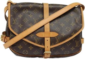 Louis Vuitton Tweedehands Canvas Louis Vuitton tassen - Dames - Vintage Schoudertas - Bruin - ONE Size - Leer - Vintage