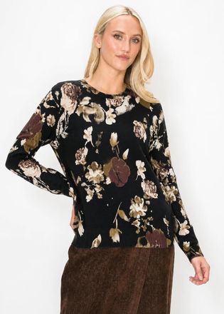 YAL New York Black Floral Print Sweater