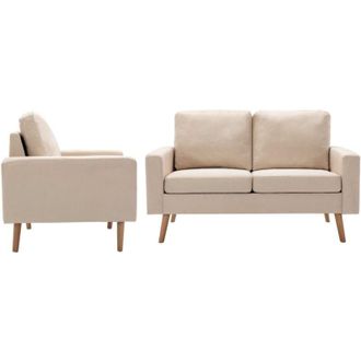 vidaXL Vidaxl - Set Divani 2 pz in Tessuto Crema