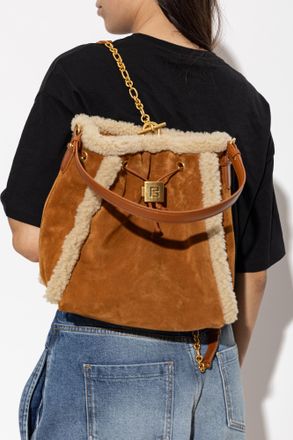 Balmain Leather Backpack, Womens, Brown