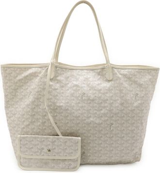 Goyard Gray White Coated Canvas Leather Shoulder Bag Tote Bag (Pre-Owned)