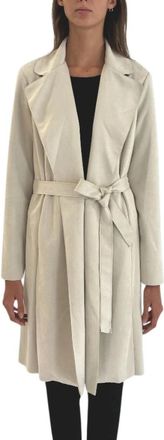 Joseph Ribkoff Cappotto scamosciato lungo - Dames - Jas met riem - Beige - 3XL - Polyester - Jassen