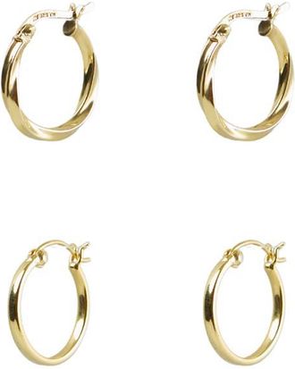 Argento Vivo Set of 2 Hoop Earrings in Gold at Nordstrom