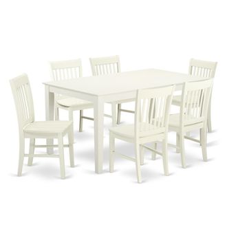 East West Furniture Dining Room Set Linen White, CANO7-LWH-W