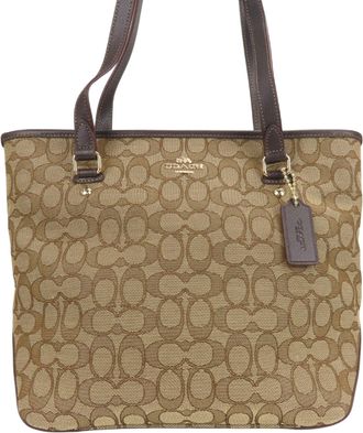 Coach Signature Dark Brown Signature Line Tote Bag (Pre-Owned)