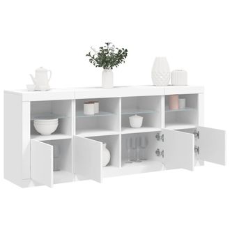 Berkfield Home Sideboard with LED Lights White 163x37x67 cm | Size: 163 x 37 x 67 cm