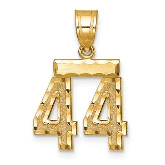 Diamond2Deal 14k Yellow Gold Small Brushed Diamond-cut Number Charm Pendant
