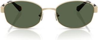 Michael Kors Monte Carlo 56mm Polarized Oval Sunglasses in Light Gold /Green Mono Polar at Nordstrom