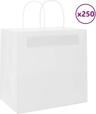 vidaXL Bolsas De Papel Con Asas 250 Uds Blanca 26x17x25 Cm Vidaxl
