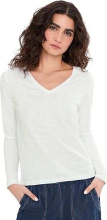 Lilla P Long Sleeve V-Neck Womens Clothing White 1 : XS, Cotton