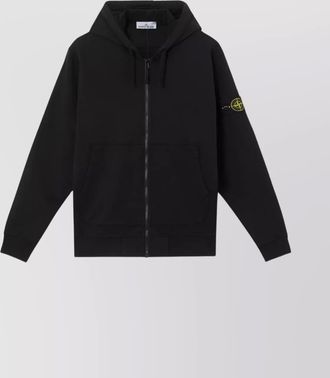 Stone Island cotton hooded sweatshirt featuring kangaroo pockets