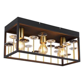Netlighting Lisbon Semi Flush Ceiling Light Matt Black 3x E27